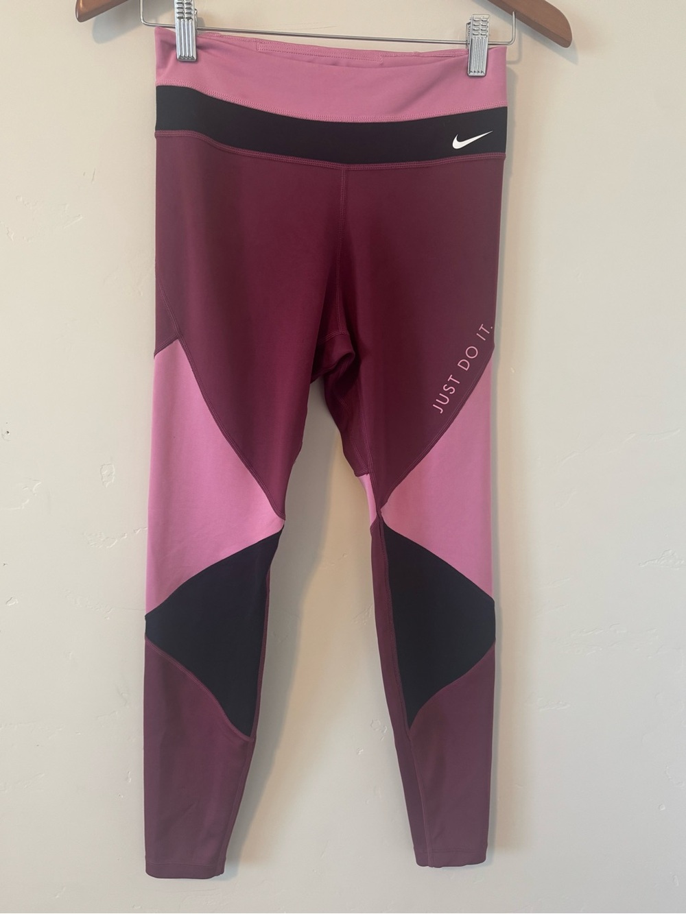 Nike Women’s Maroon, Pink & Black Colorblock Leggings